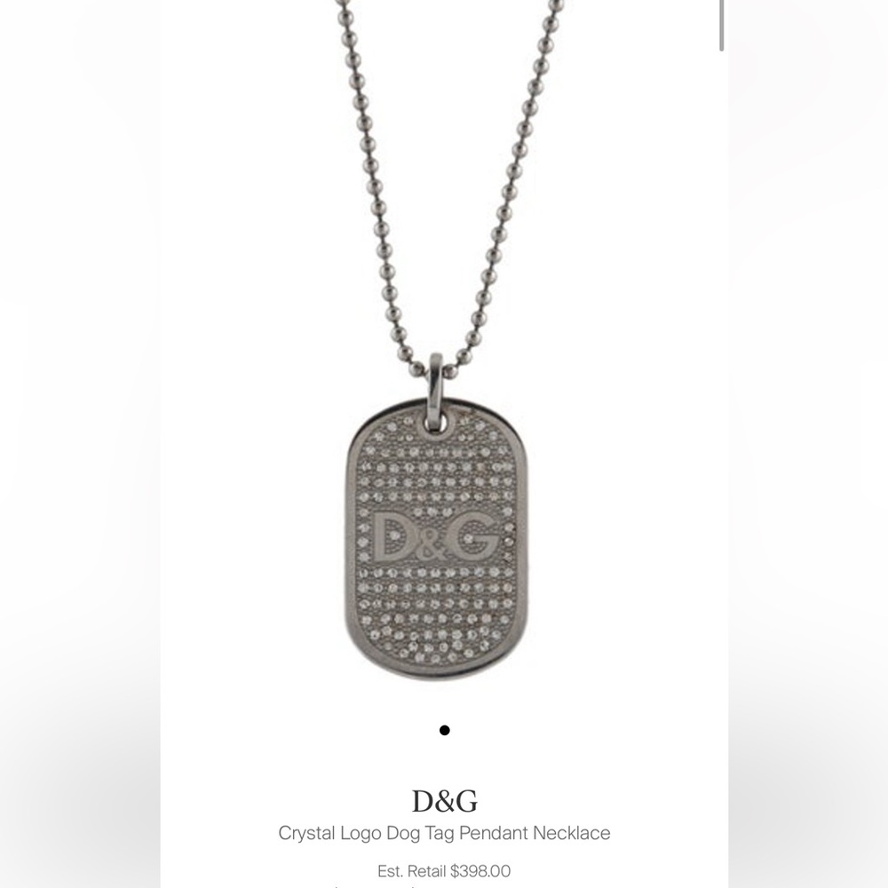 Dolce & Gabbana crystal logo dog tag necklace